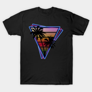 Synthwave style palm tree sunset rust T-Shirt